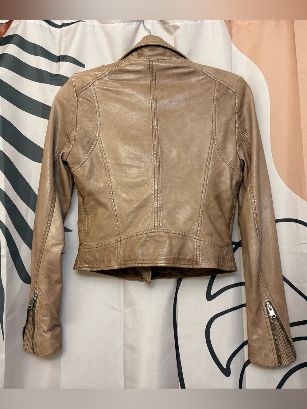 Women’s Lamarque Tan Leather Moto Jacket - Picture 3 of 14